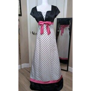 VTG Jody California Maxi Dress Size 5/6  Polka Dot Formal Prom Bridgerton Inspo